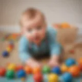 Baby exploring sensory toys