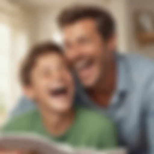 Father and son laughing at a joke