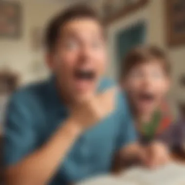 Boy reacting with surprise to a dad joke