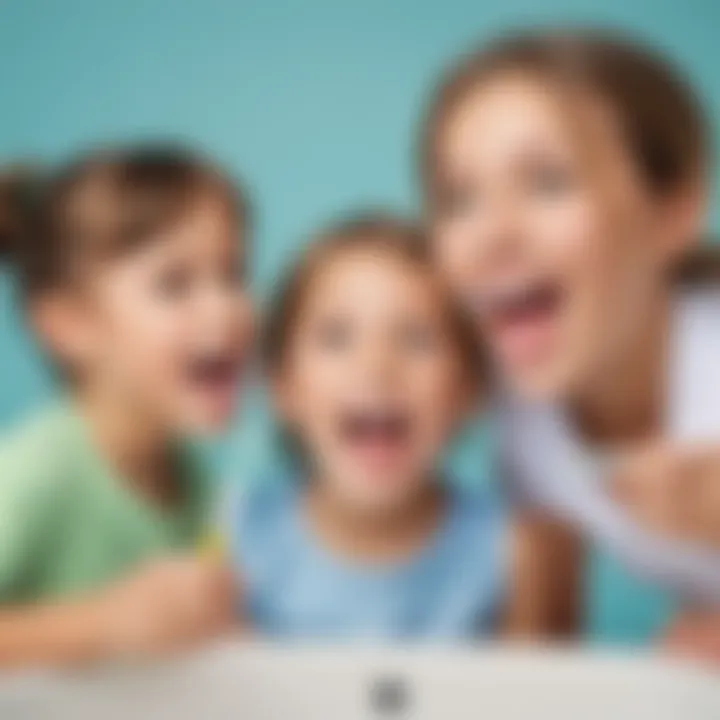 Children playing a fun dental hygiene game
