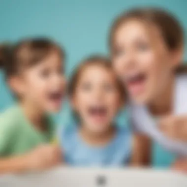 Kids Engaged in Dental Hygiene Game Children playing a fun dental hygiene game