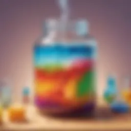 Colorful chemical reaction in a jar