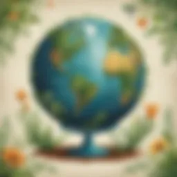 Abstract botanical illustration with Earth Day theme