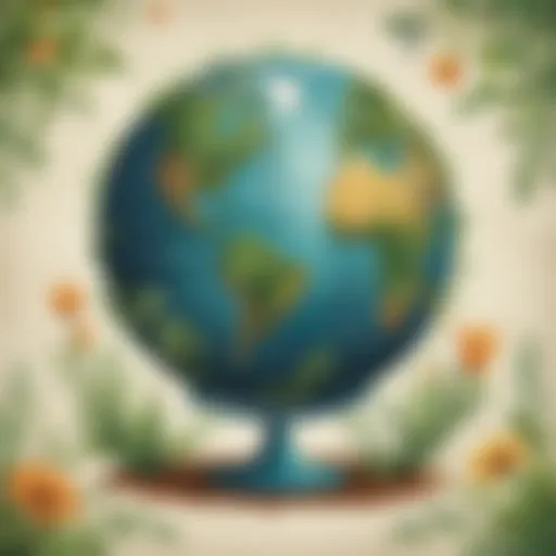 Abstract botanical illustration with Earth Day theme