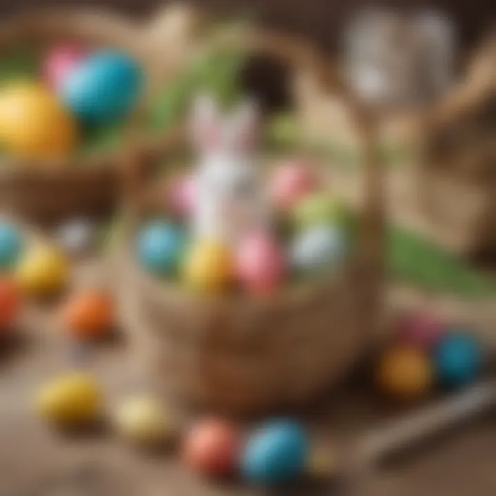 Easter basket crafting with various materials