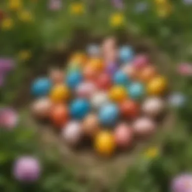 Colorful Eggs Concealed in Nature Colorful Easter eggs hidden creatively in a backyard