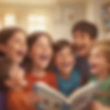 A group of children laughing together while sharing jokes in a playful setting.