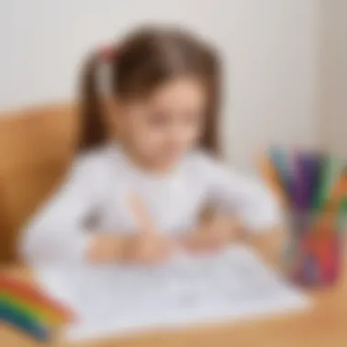 Preschooler Engaged in Coloring Activity with Printable Homework