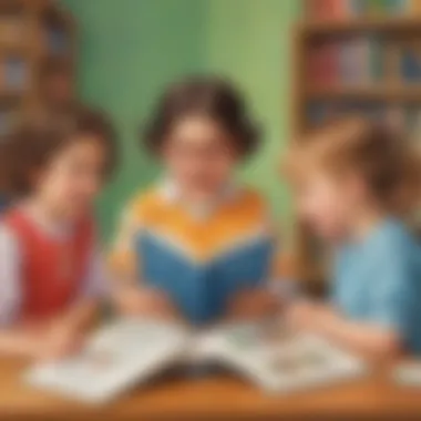 Storytime with children engaged in letter-themed books