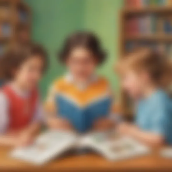 Storytime with children engaged in letter-themed books