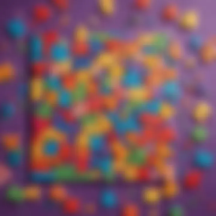 A vibrant letter puzzle with pieces scattered around