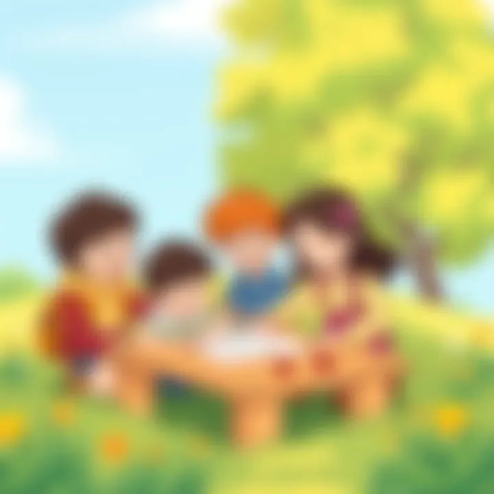 Children participating in a fun math activity outdoors