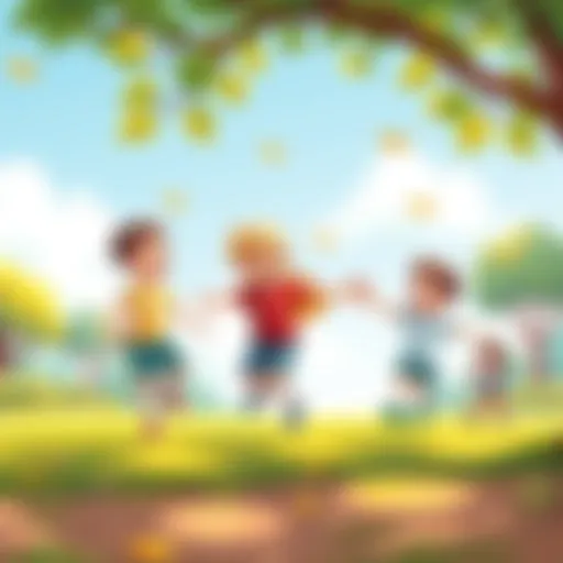 Children playing a fun outdoor game in a sunny park
