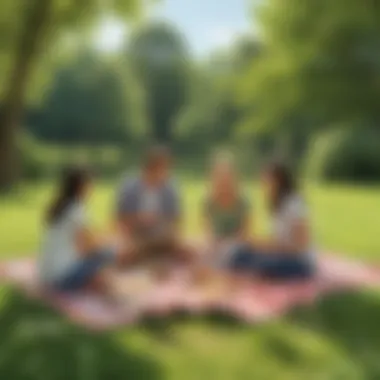 A serene moment captured as friends share stories and laughter, surrounded by nature's beauty, fostering deeper connections.