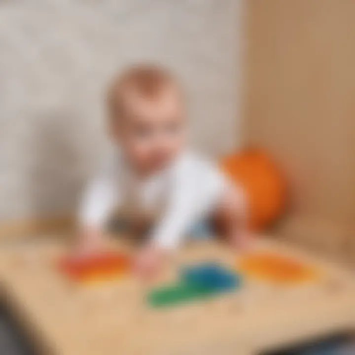 Baby exploring a textured sensory board