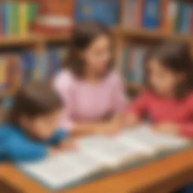 Literacy Fun for First Graders Children engaged in literacy activity with colorful books