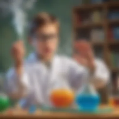 Child conducting a chemical reaction experiment