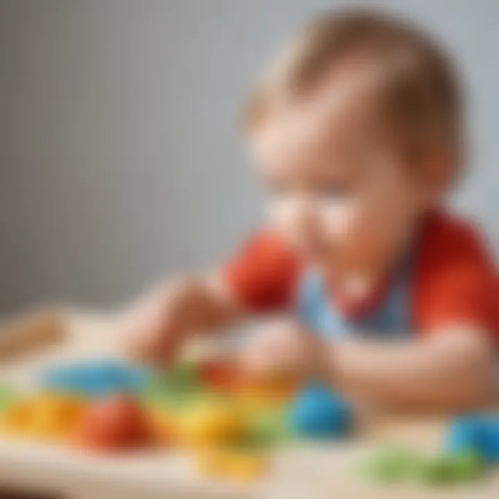 Toddler playing with textured tactile materials