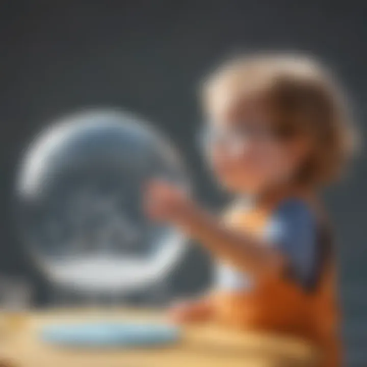 Young child observing bubbles in a science experiment