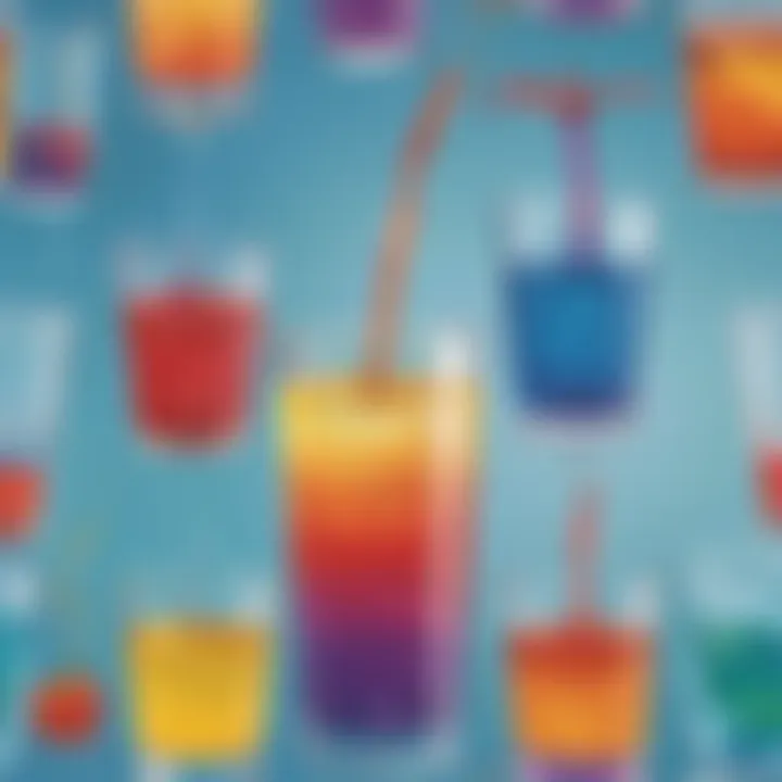 Fun water experiment with cups and colors