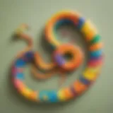 A vibrant snake craft made from colorful paper.