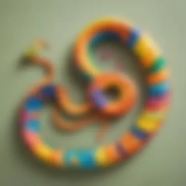 A vibrant snake craft made from colorful paper.