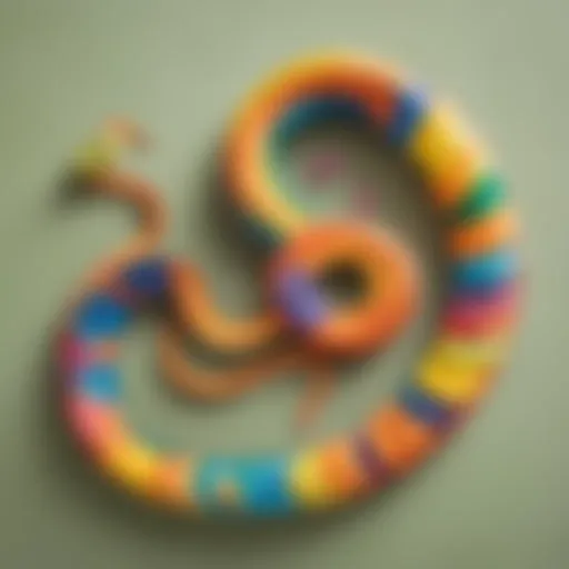 A vibrant snake craft made from colorful paper.