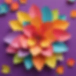 Colorful paper flower craft made by preschoolers