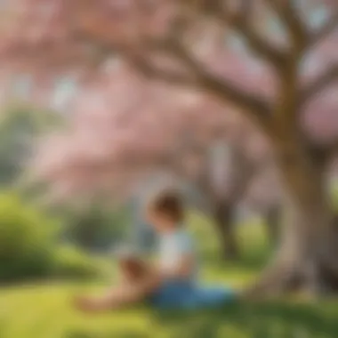 Child Reading Under a Blossoming Tree Child Reading Under a Blossoming Tree