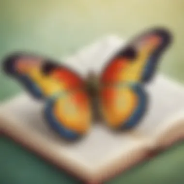 Colorful Butterfly Resting on a Book Colorful Butterfly Resting on a Book