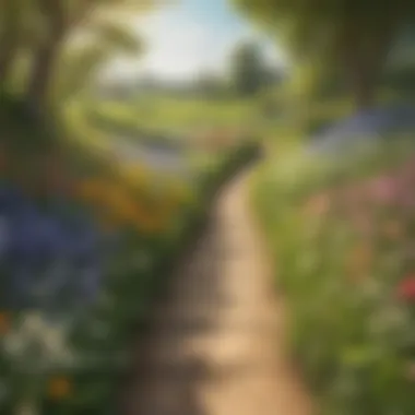 Sunlit Path Through a Field of Spring Flowers Sunlit Path Through a Field of Spring Flowers