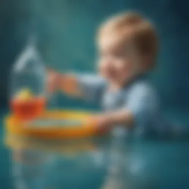 Water Exploration with Floating Objects Infant engaging in a water experiment with floating objects