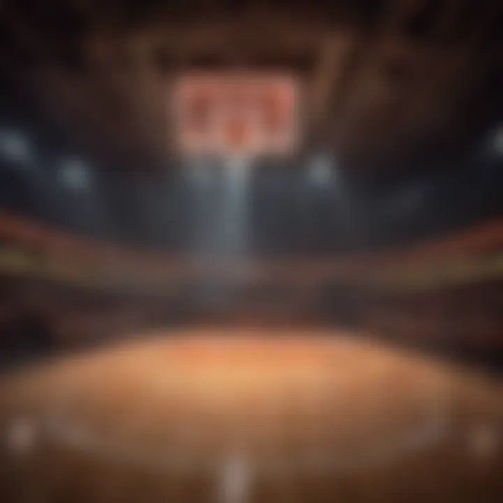 Futuristic basketball court with rim lights