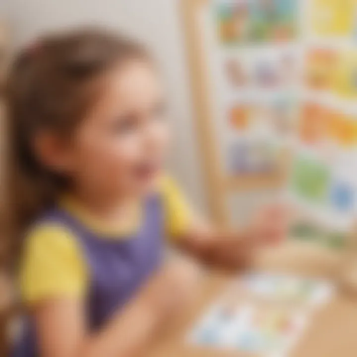 Conceptual depiction of language development through sight words flash cards with pictures