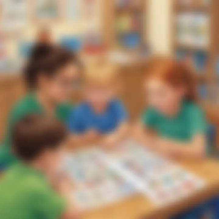 Illustration depicting children engaging in collaborative phonics challenges