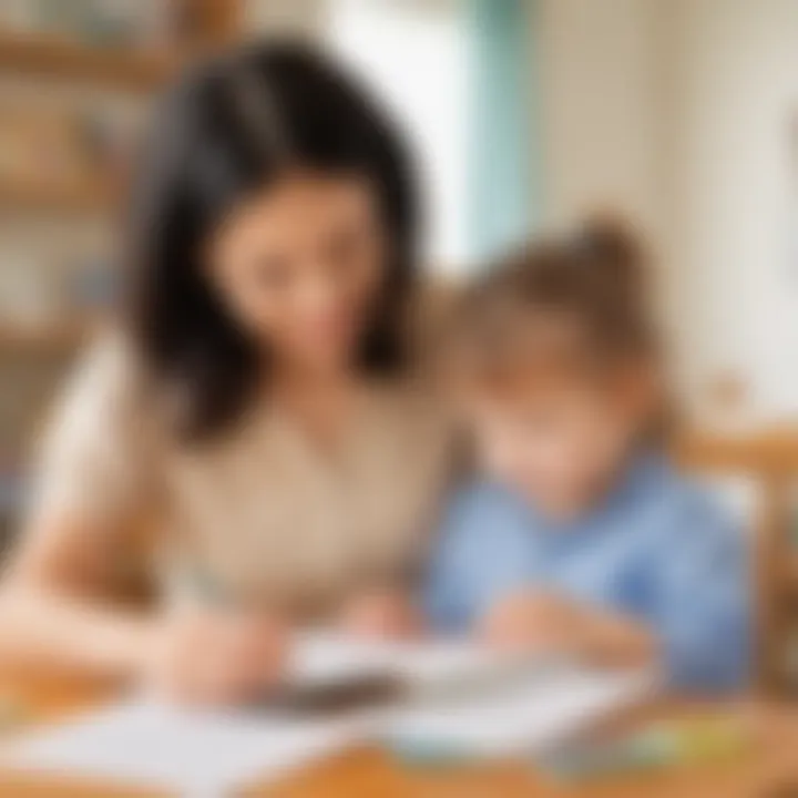 Parent and child practicing letter recognition together