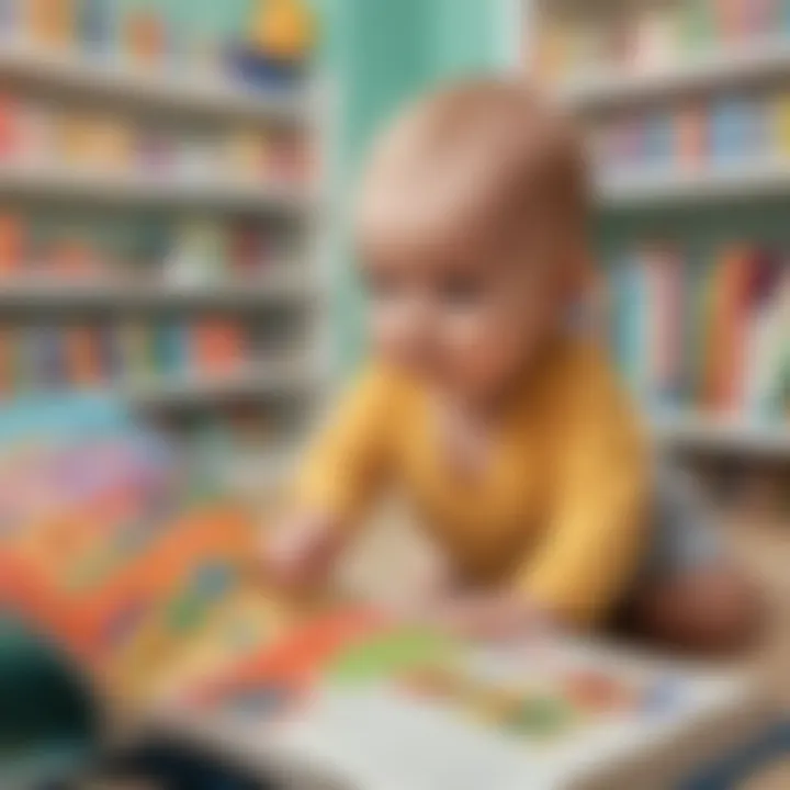 Baby exploring colorful interactive books