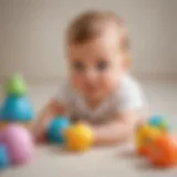 Adorable baby engaging with sensory toys