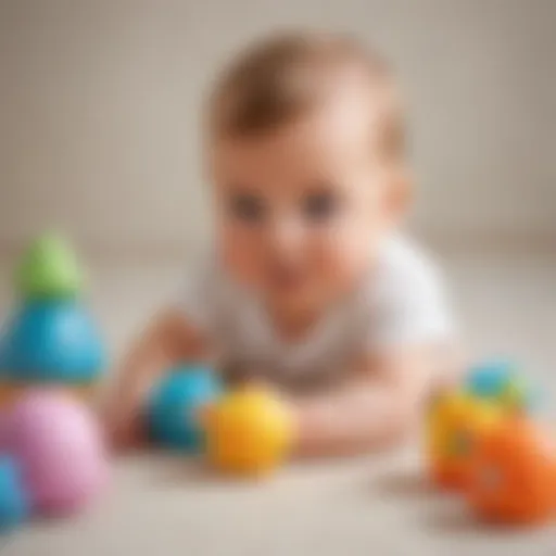Adorable baby engaging with sensory toys