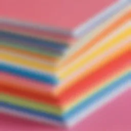 A variety of colorful cardstock papers arranged neatly