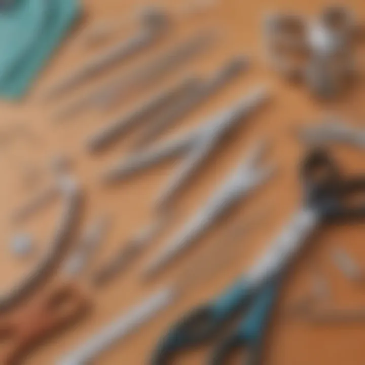An assortment of crafting tools, including scissors and glue