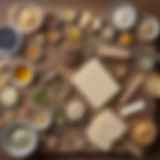 Key ingredients for soap making laid out on a table