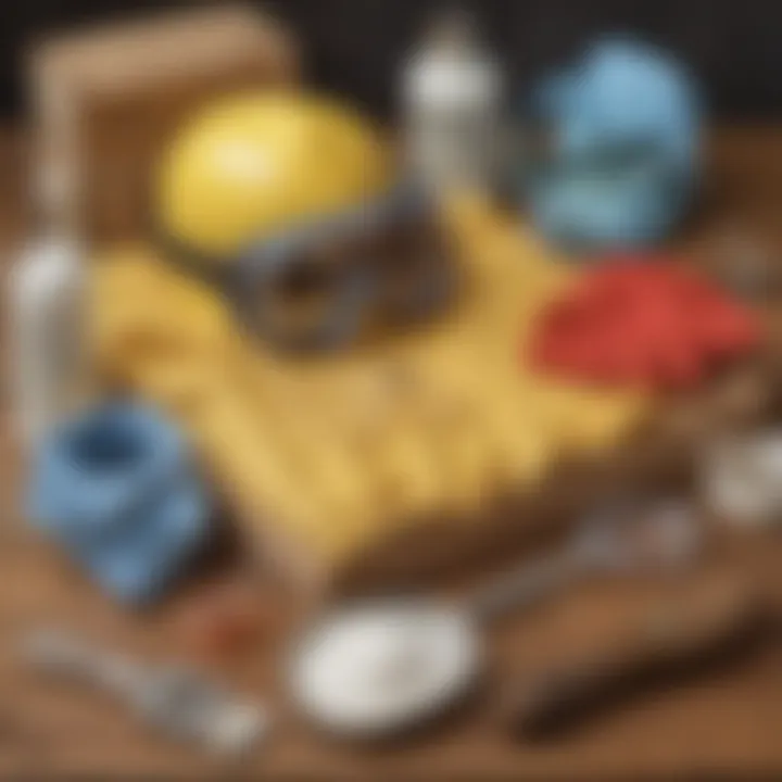 Safety equipment including goggles and gloves for soap making