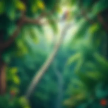 Biodiversity in the Rainforest Canopy Lush rainforest canopy teeming with biodiversity