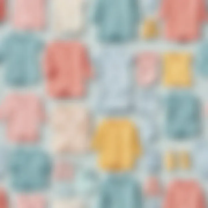 Variety of colorful baby clothes neatly folded