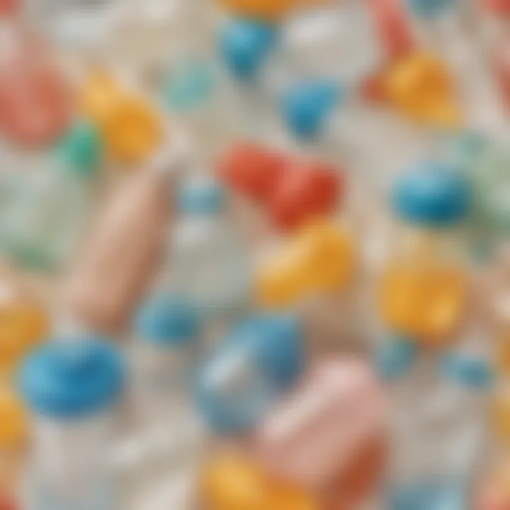 Assortment of baby bottles and pacifiers on a clean surface