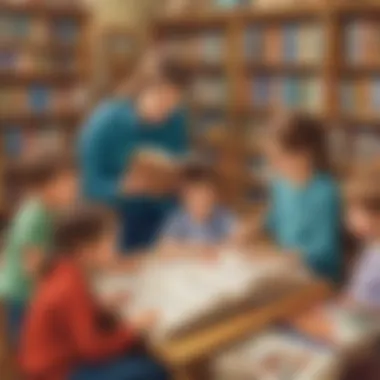Bonding Over Book Selections Parents and children choosing books together