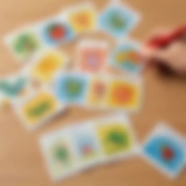 Colorful flashcards displaying essential vocabulary words for preschoolers.
