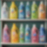 A selection of affordable laundry detergent bottles on a shelf