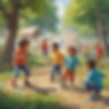 Energetic Outdoor Playtime Preschoolers Participating in Outdoor Games